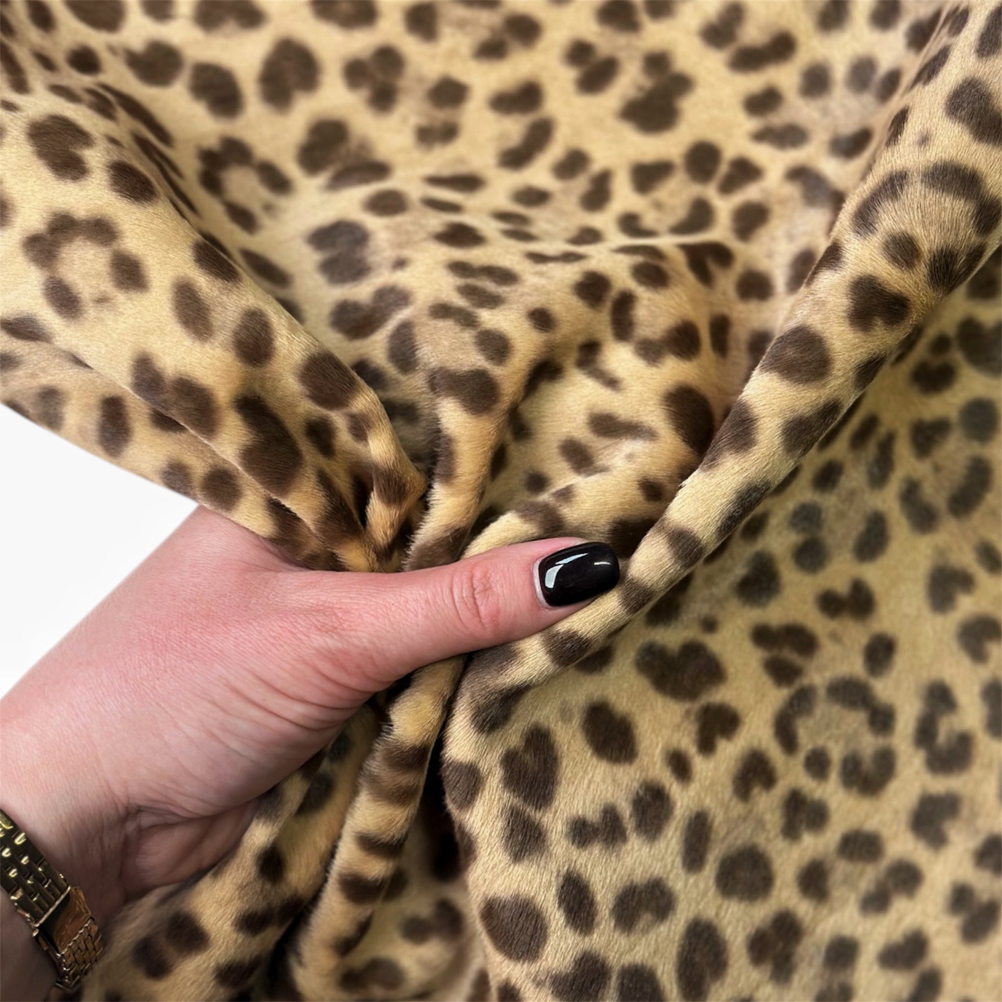 Pony Leather With Leopard Print Hair On Fur Leather Hides 0.8-0.9mm LEO PONY 1585