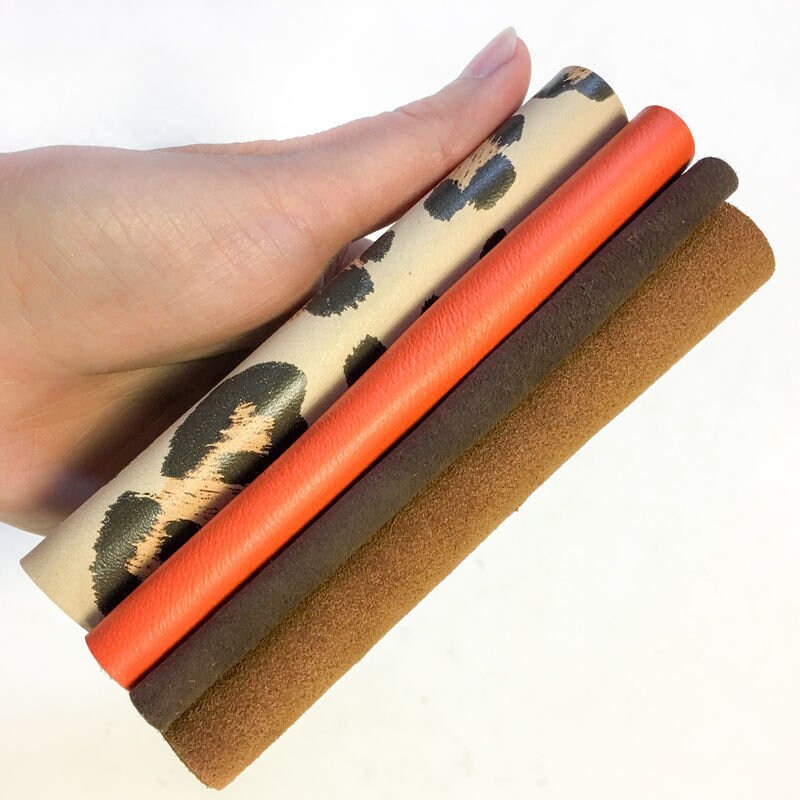 Brown And Orange, Jaguar Print 5x5in Leather Sheets 4 pcs