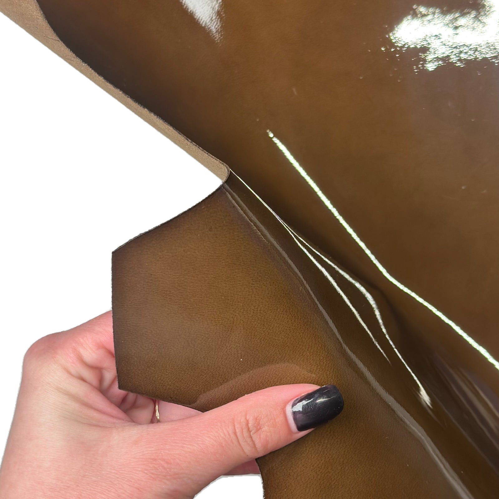 Rust Patent Lambskin Leather Glossy Skin Khaki Brown 0.9-1.0mm (2.25-2.5oz) RUSTY 1721