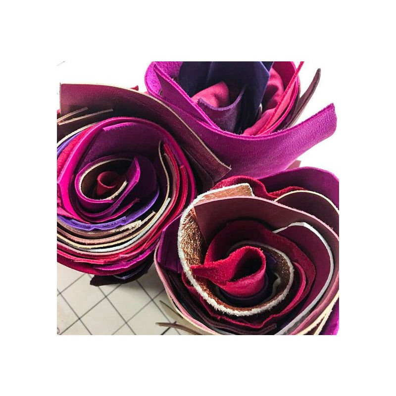 Purple Leather Scraps Genuine Pink and Violet Sheep Craft Pieces Small Remnants