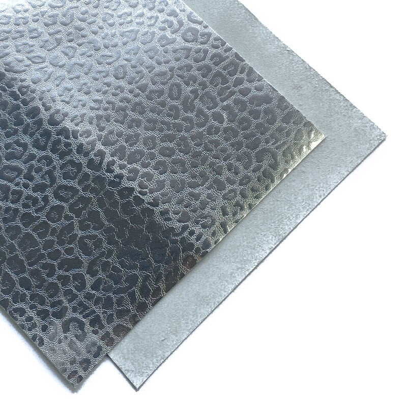 Silver Lambskin Sheets With Print 0.8mm/2oz / SILVER LEOPARD 765