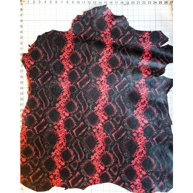 Classic Red Snakeskin Print Lambskin 1.0mm/2.5oz / AMERICAN SNAKE 979