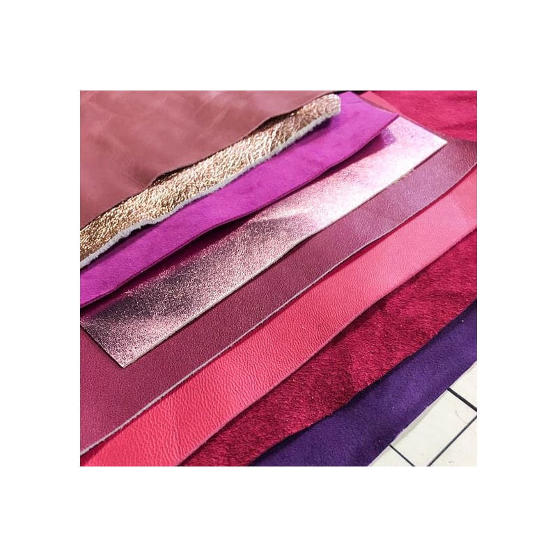 Purple Leather Scraps Genuine Pink and Violet Sheep Craft Pieces Small Remnants