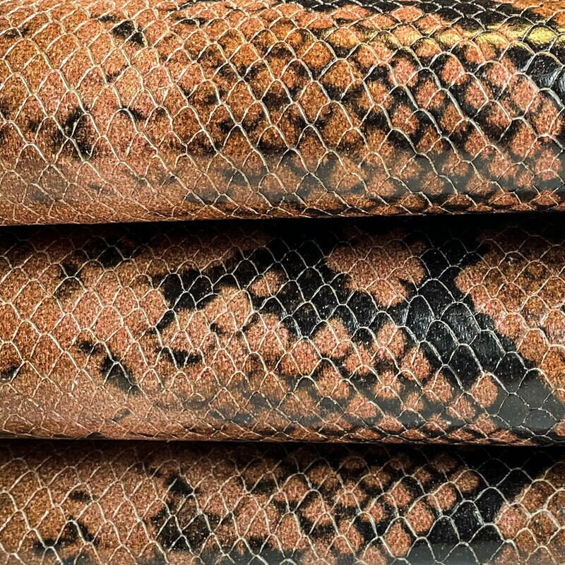 Brown Snakeskin Print Lambskin Leather 0.8mm/2oz / AUSTRALIAN SNAKE 1342