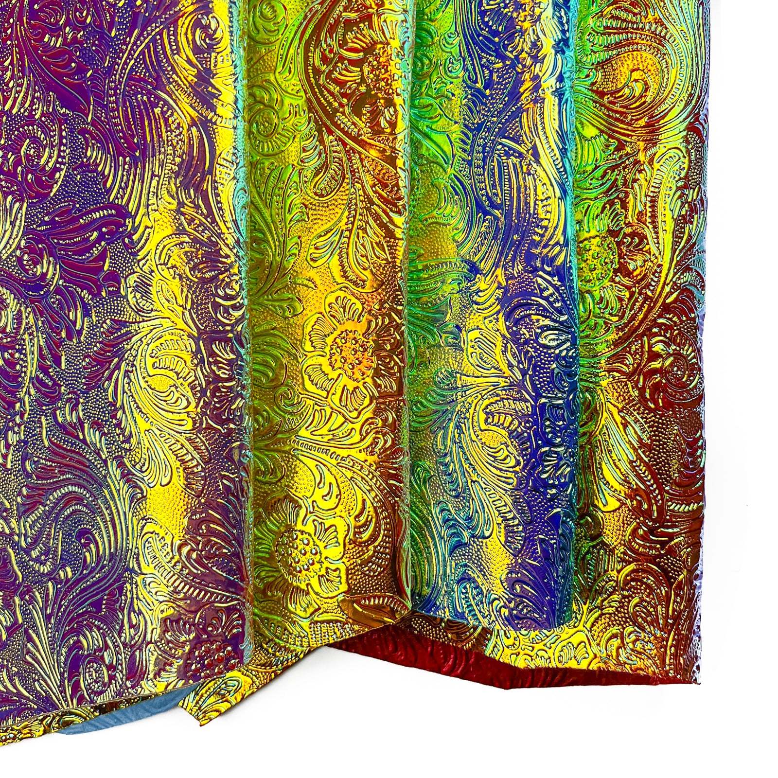 Colorful Rainbow Metallic Jacquard Lambskin 0.6-1mm/1.5-2.5oz HOLO FLOWER MIX 1512