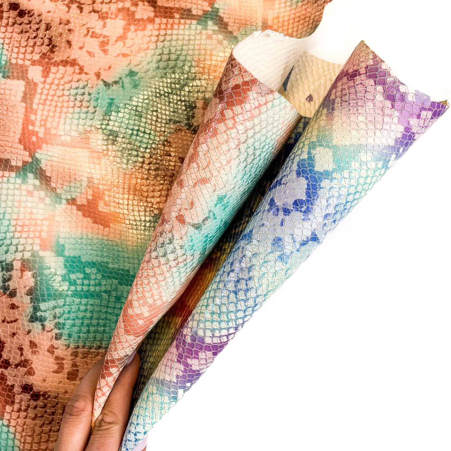 Bright Colors Snake Print Lambskin Leather 0.9mm/2.25oz / COCTAIL SNAKE MIX 1338
