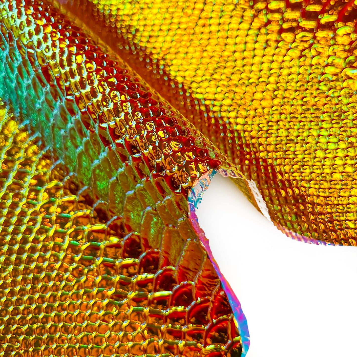 Metallic Holographic Lambskin With Snake Print 1.1mm/2.75oz Yellow HOLO SNAKE 1461