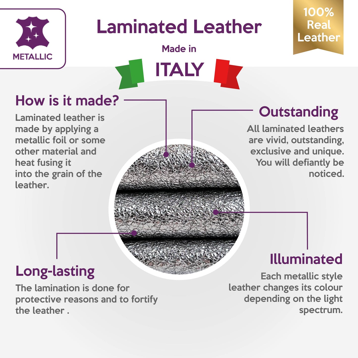Crunchy Silver Lambskin Leather 0.8mm/2oz / CRUNCHY FIOL 1424