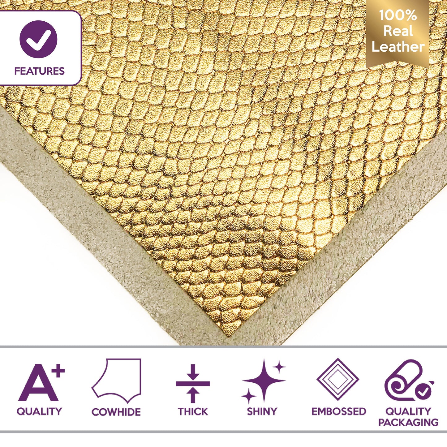 Gold Rhombus Print Lambskin Sheets 0.8mm/2oz / GOLDEN RHOMBUS 1028