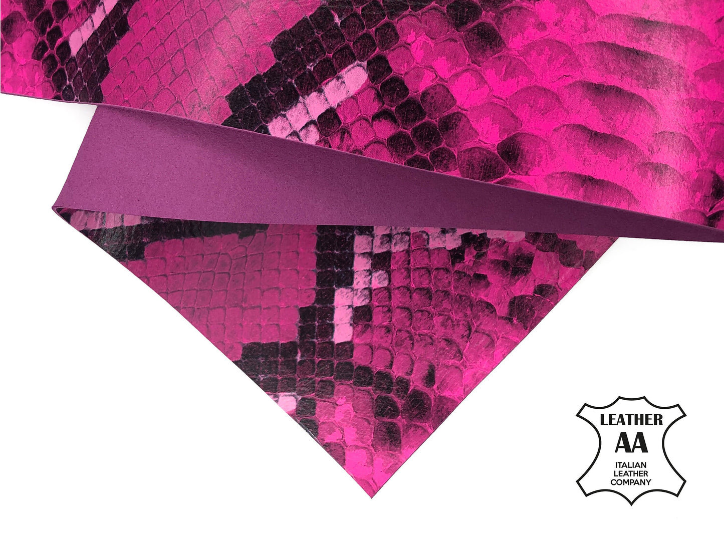Neon Pink Lambskin Sheets With Print 2oz/0.8mm / NEON PINK SNAKE 899