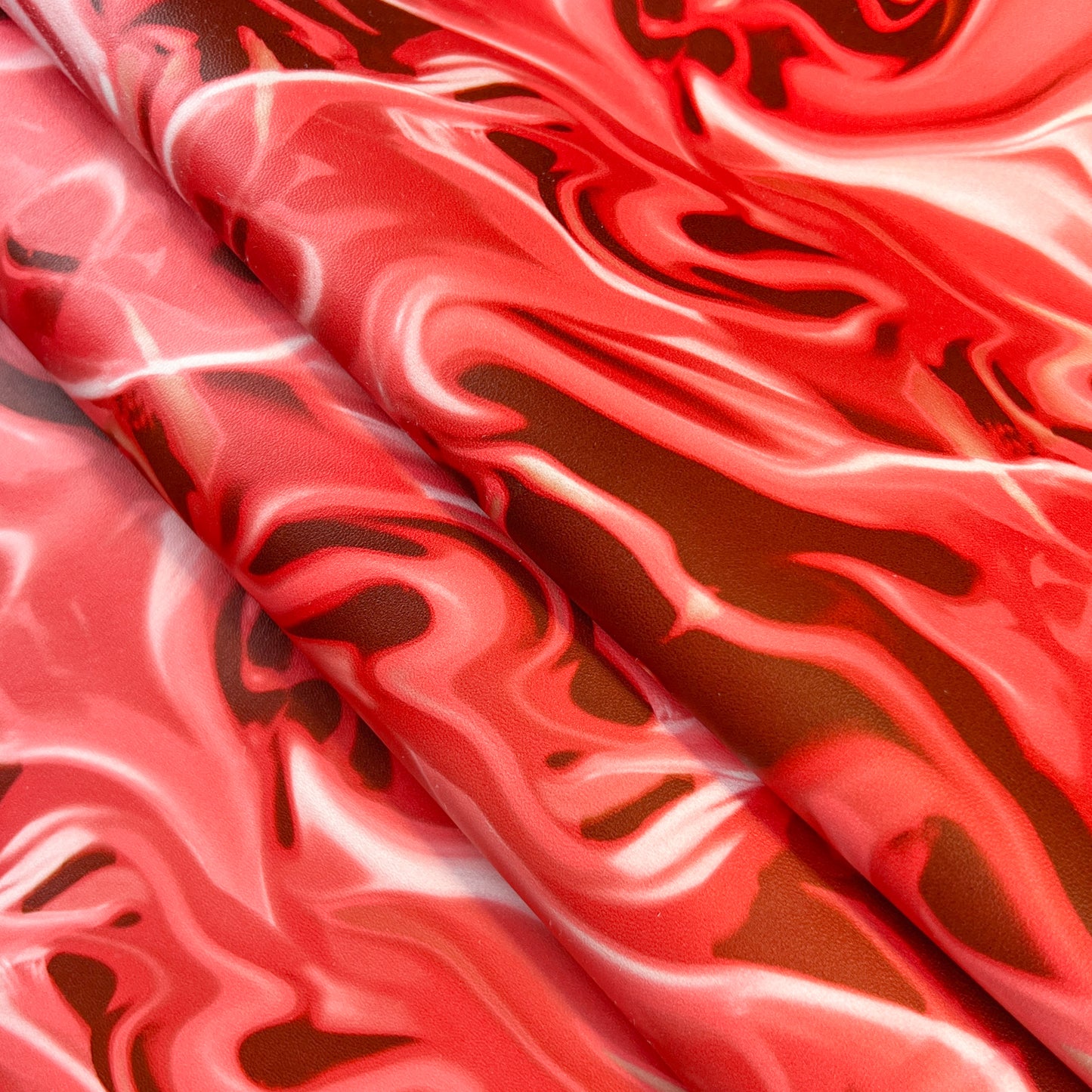 Red Abstract Tie Dye Rose Lambskin With Print Thick 1.1mm/2.75oz / 1452