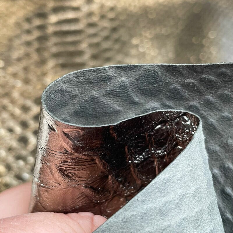 Dark Gold Lambskin Leather With Snake Print 0.4mm/1oz / GOLDEN REPTILE 1181
