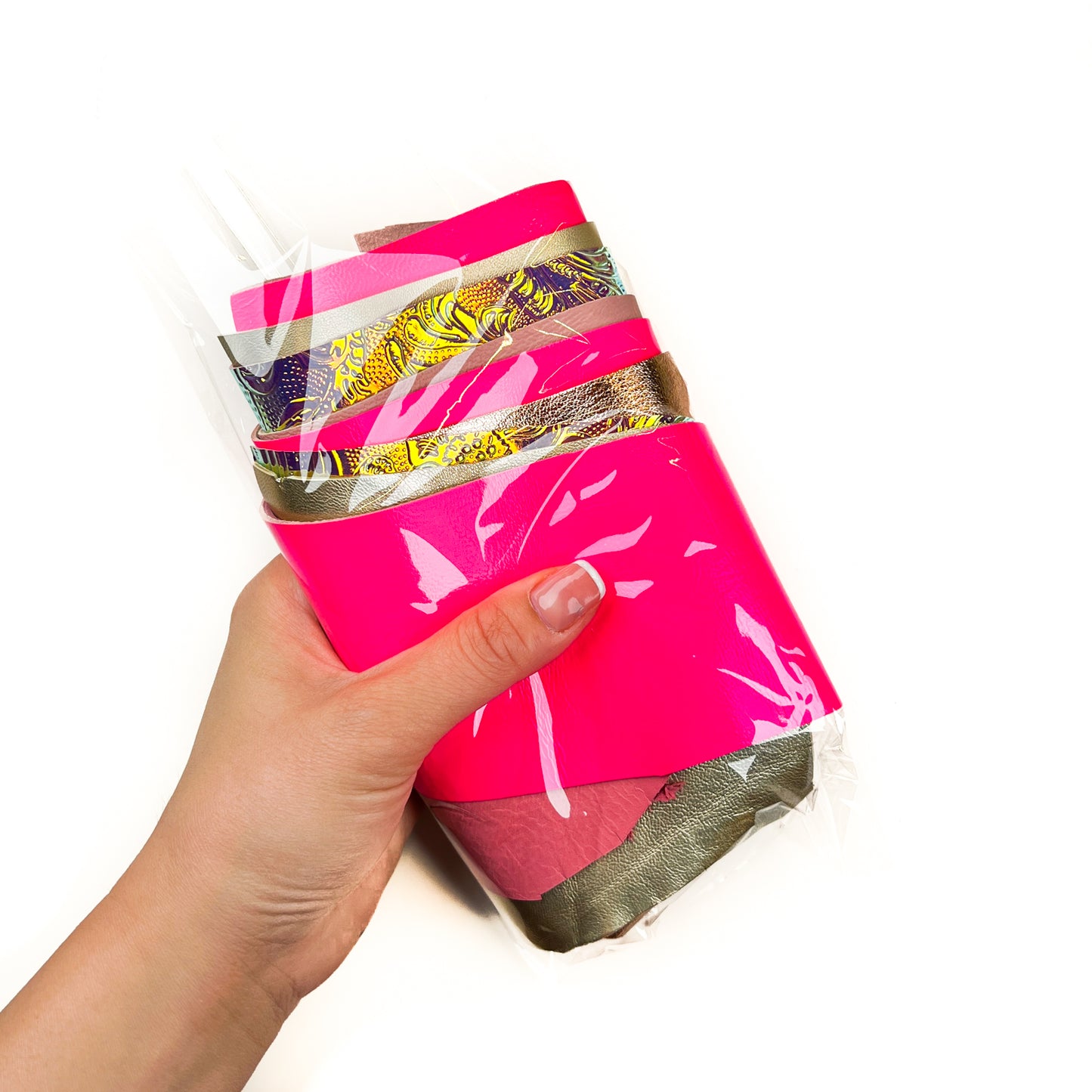 Neon Pink Barbie Holographic Gold Rose Gold Pastel Pink Scraps / All Size Pre-cut DIY Sample Mix