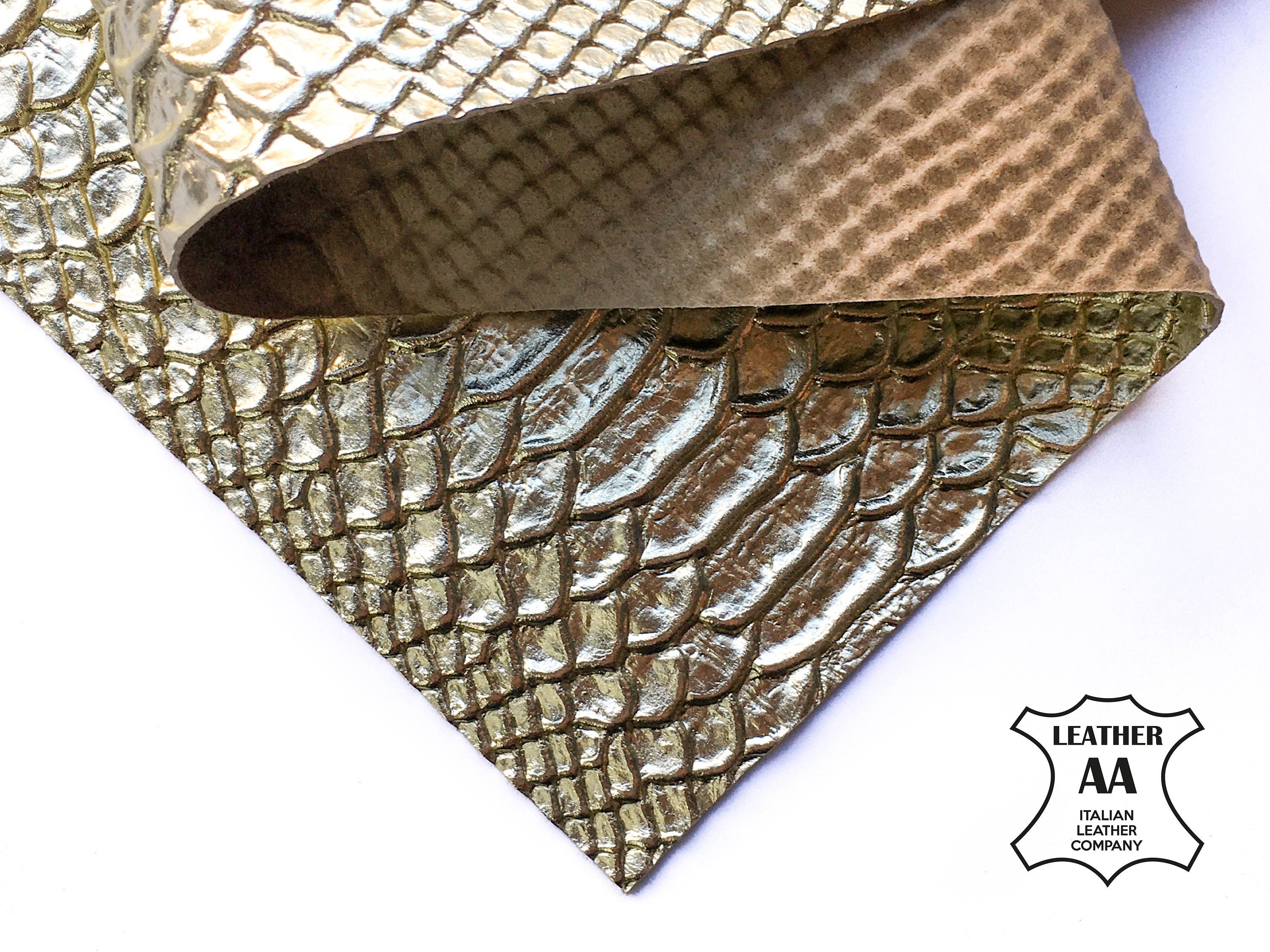 Light Gold Lambskin Sheets With Print 1.0mm/2.5oz / LIGHT GOLD SNAKE