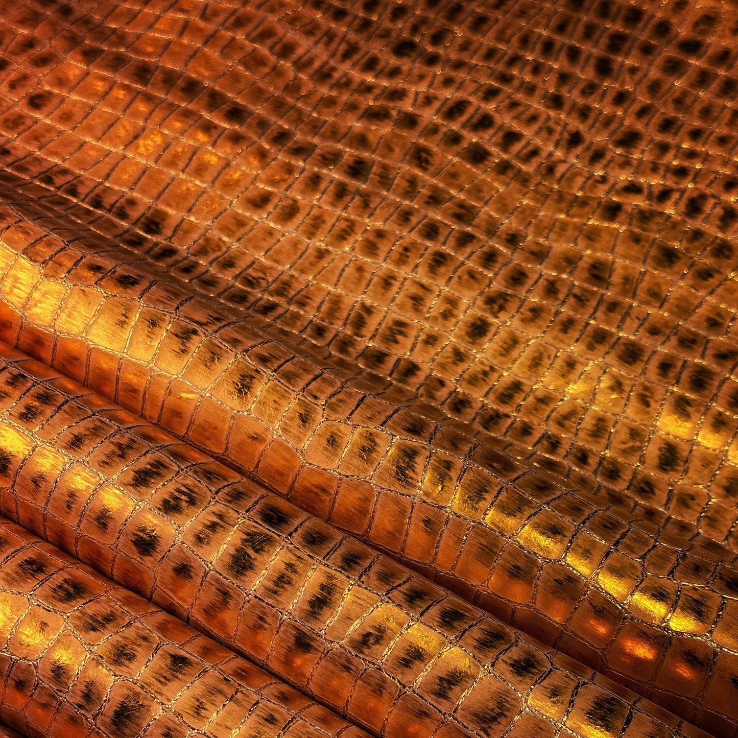 Orange Metallic Lambskin With Crocodile Print 1mm/2.5oz ORANGE CROCO 1536