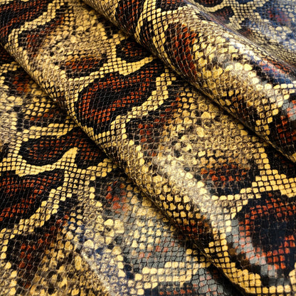 Realistic Snake Print Lambskin Leather With Embossed Scales Bundle of 7 Full Skin
