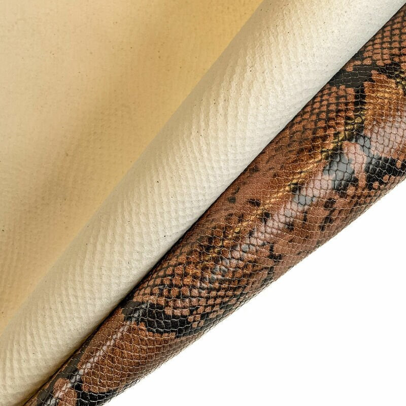 Brown Snakeskin Print Lambskin Leather 0.8mm/2oz / AUSTRALIAN SNAKE 1342