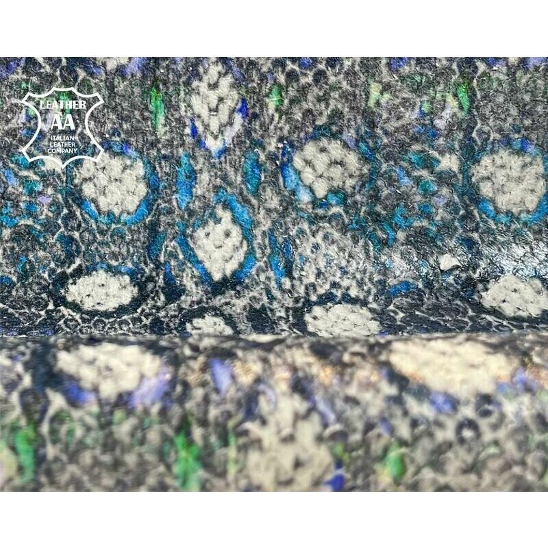 Blue-Gray Spotted Snakeskin Print Lambskin 0.9mm/2.25oz / RIVER SNAKE 1380