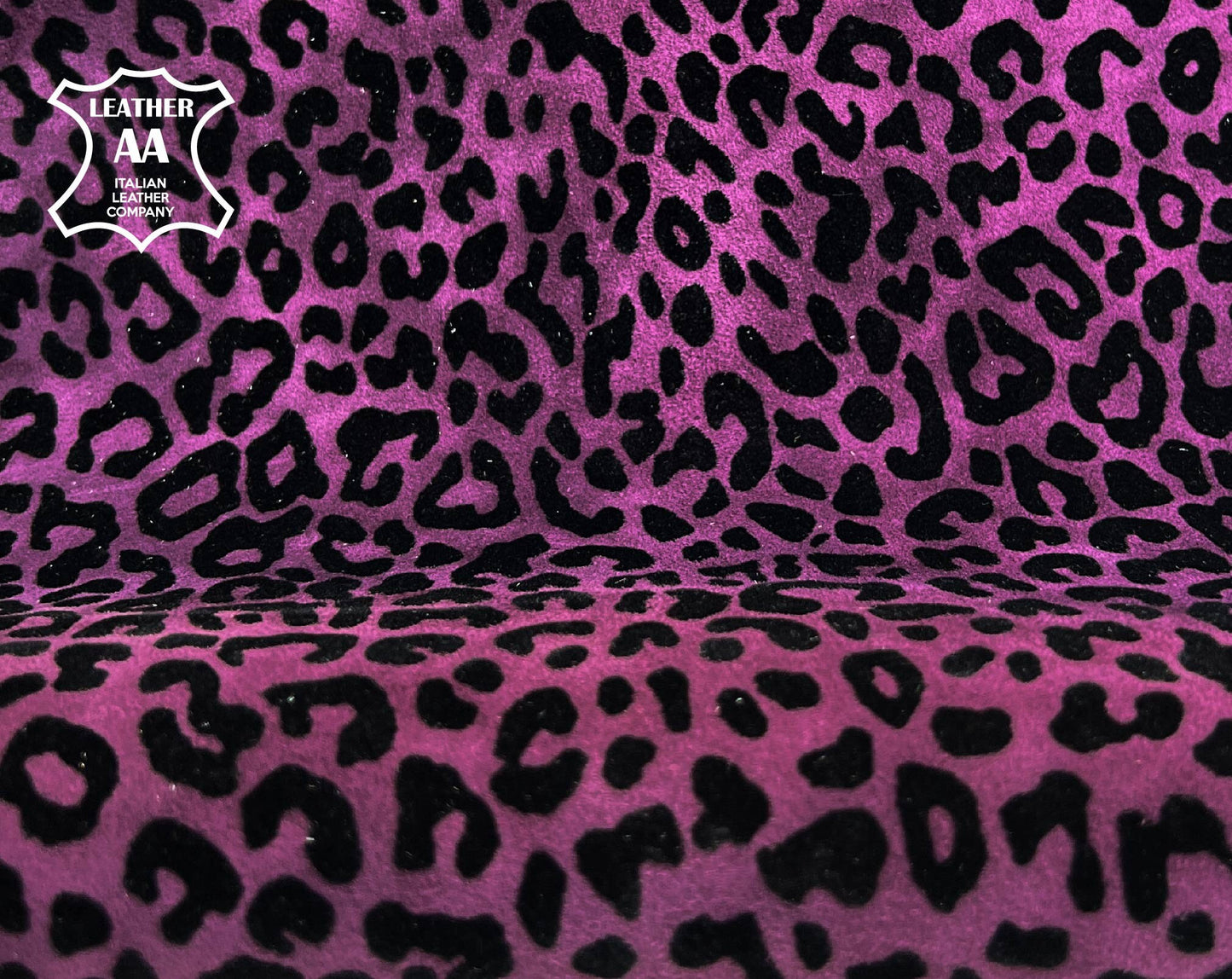 Purple Black Lambskin Suede With Leopard Print 0.8-1.2mm/2-3oz