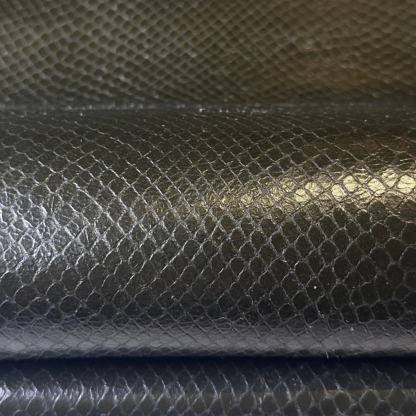 Dark Green Lambskin Leather With Print 0.7-0.8mm GREEN LIZARD 1603
