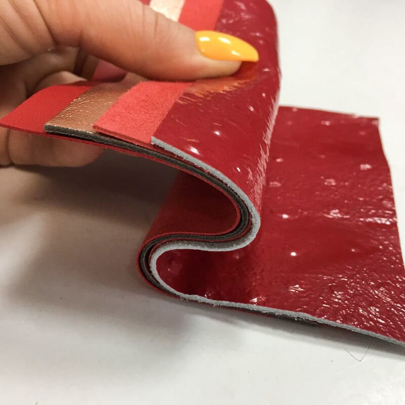Red & Rose Gold Leather Mix 5x5in Sheets Four Real Pieces