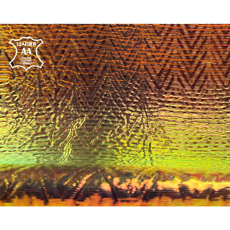 Holographic Lambskin Leather With Unique Zig-Zag Print 1.2mm/3oz / HOLO ZIG-ZAG 1145