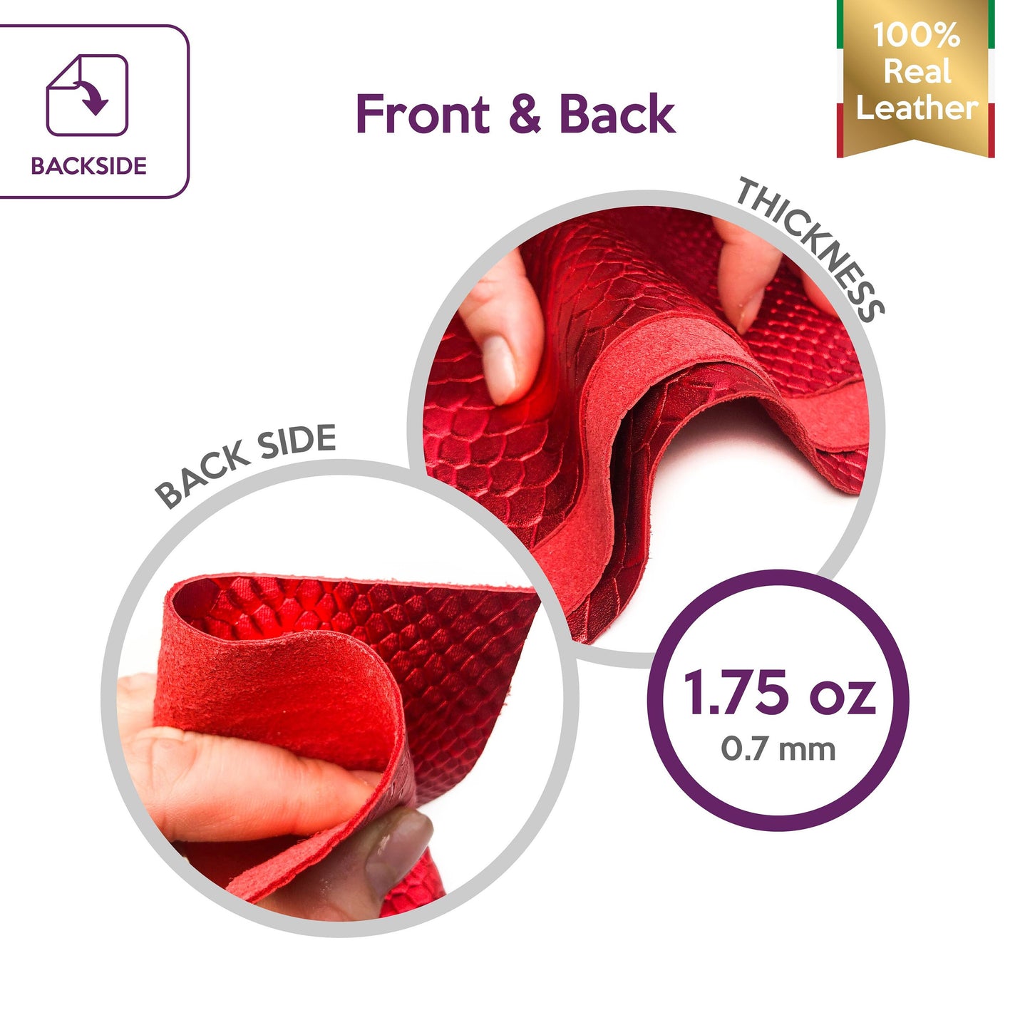 Red Metallic Lambskin Sheets With Print 0.8mm/2oz / CHISTMAS SNAKE 1024