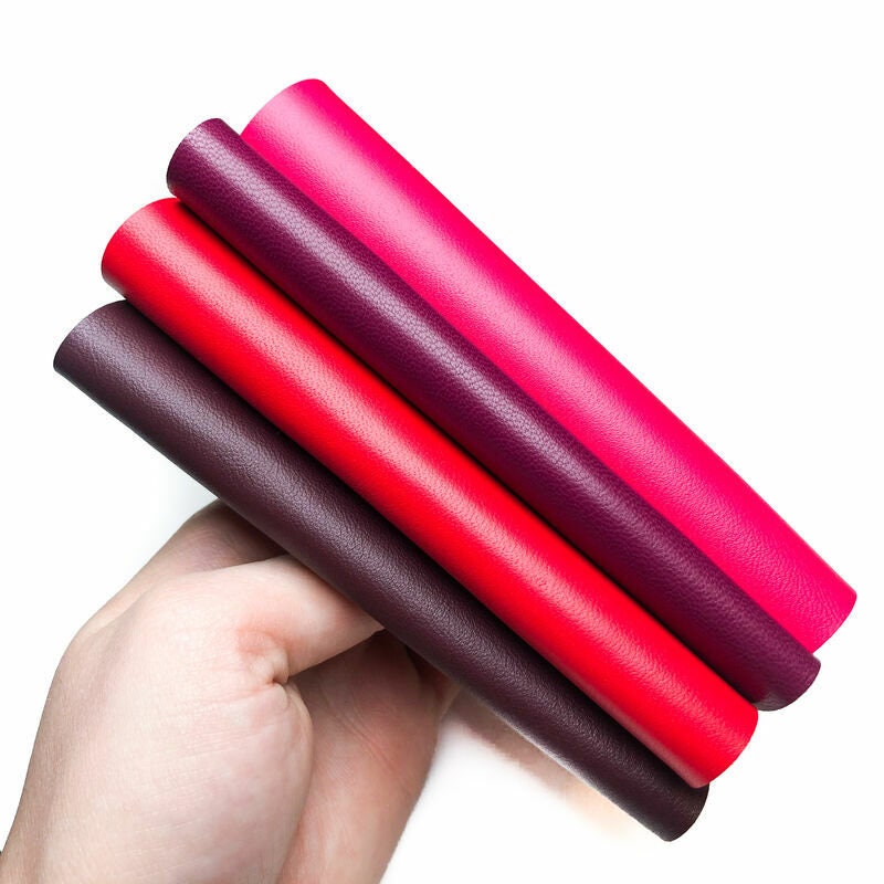 Purple and Red Shades 5x5in 4 pcs Real Animal Leather