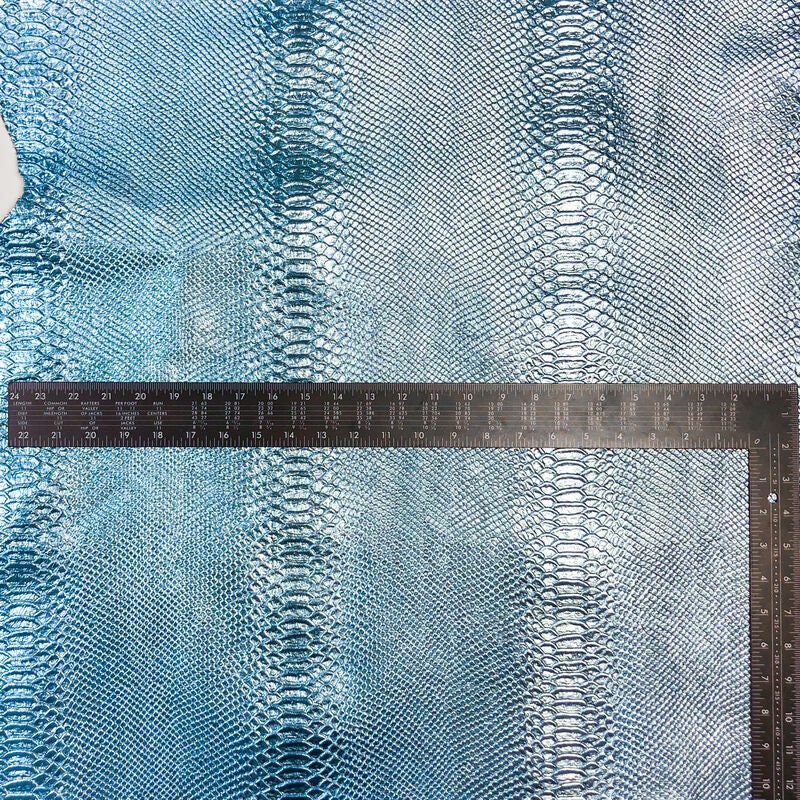 Light Blue Metallic Lambskin With Snake Print 0.7mm/2.5oz / TOPAZ SNAKE 1043