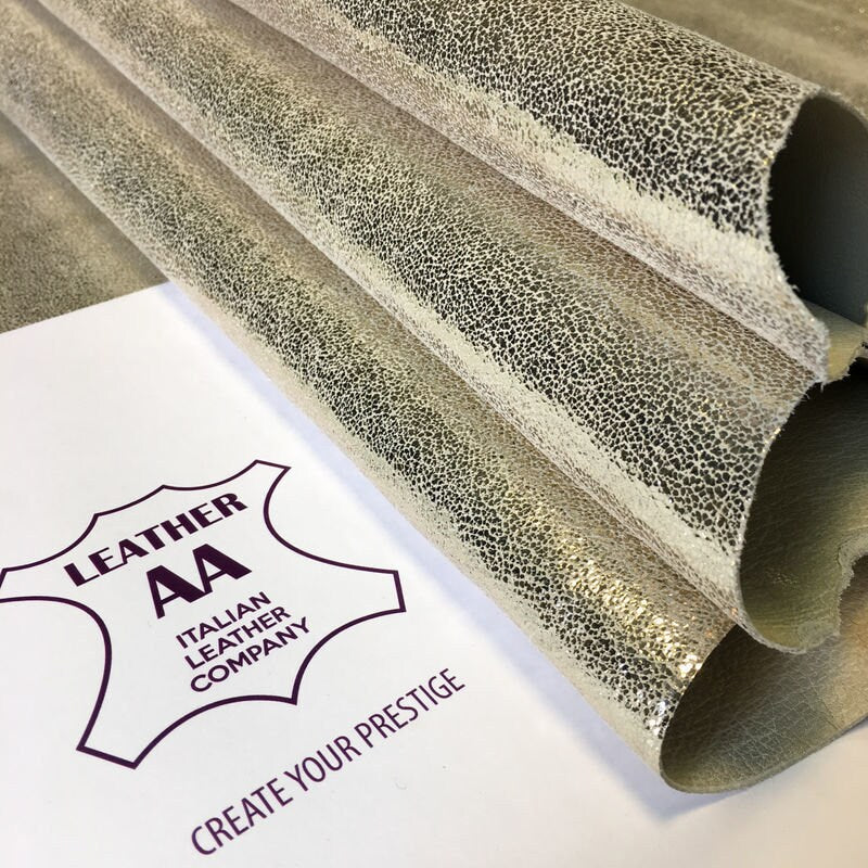 Light Gold Glitter Lambskin Leather Pieces 0.8 mm // 2 oz SHIMMER 778