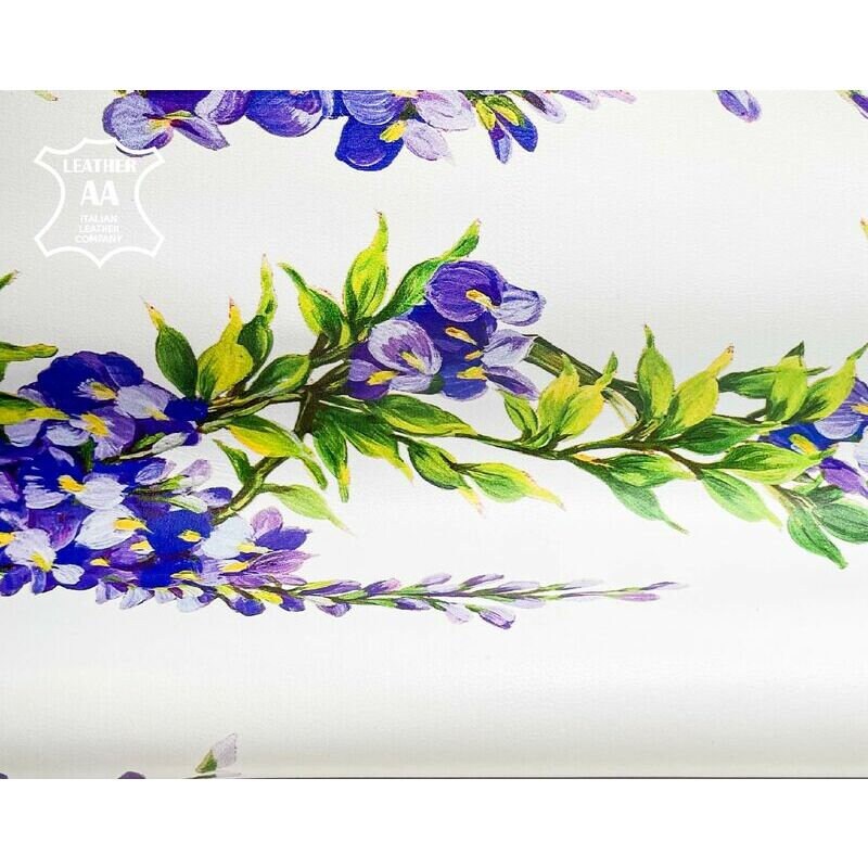 Purple Flower Lambskin With Print 1.1mm/2.75oz / VERY PERI FLOWERS 1320