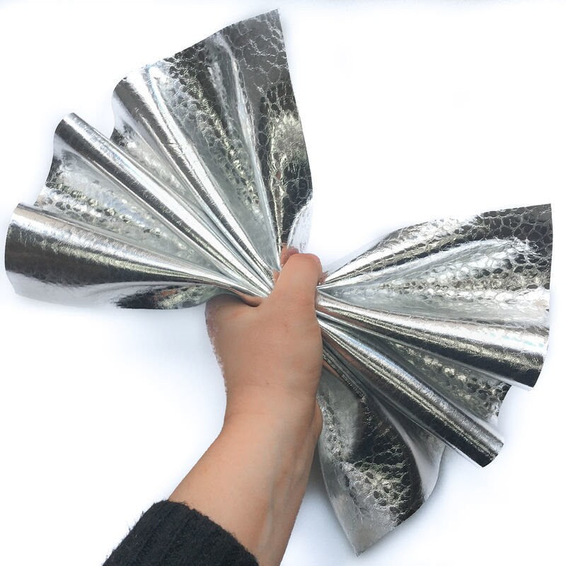 Silver Lambskin Sheets With Print 0.8mm/2oz / SILVER LEOPARD 765
