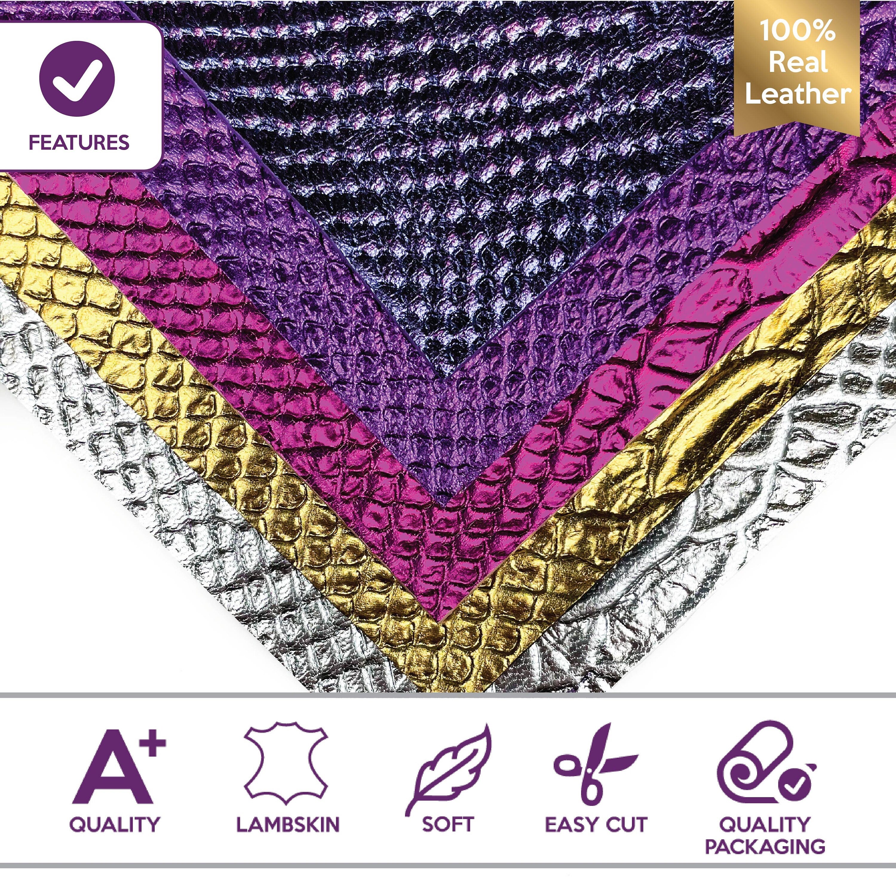 Royal Viola Mix Lambskin  8x10in Sheets with Snake Print 2oz/0.8mm