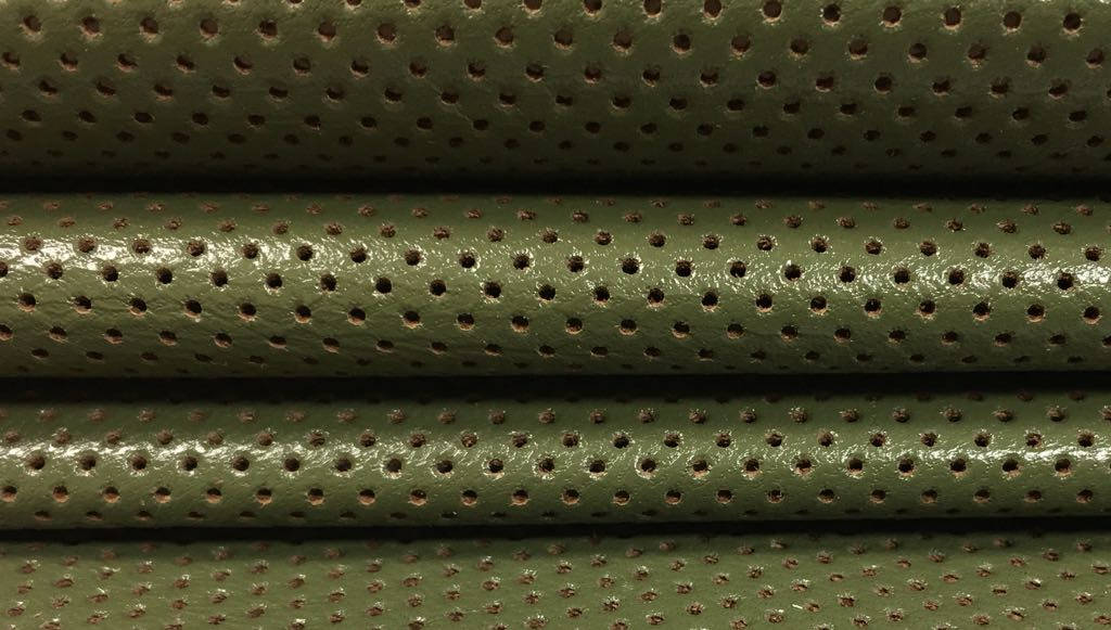 Khaki Green Perforated Print Lambskin 0.9mm/2.25oz / OLIVE GREEN 208