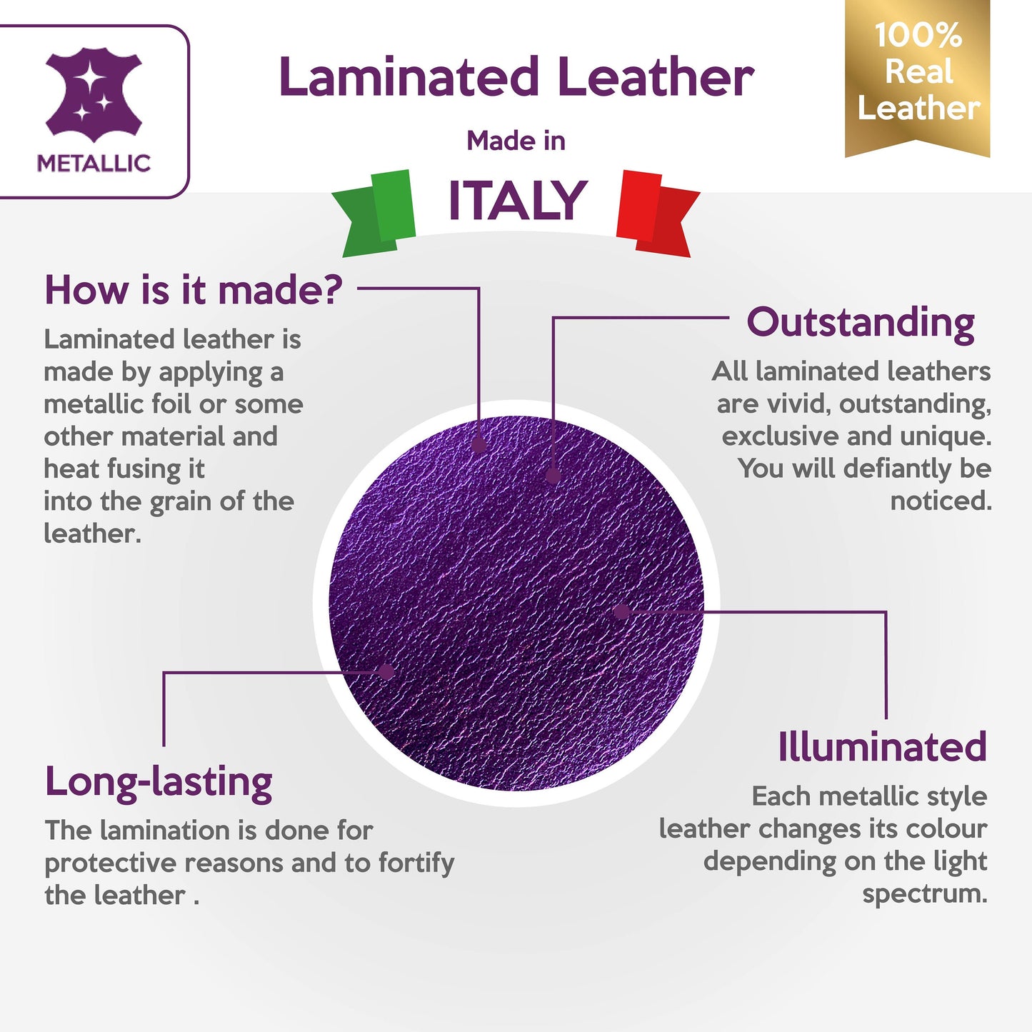 Metallic Purple Lambskin Sheets 0.8mm/2oz / VIOLA 705