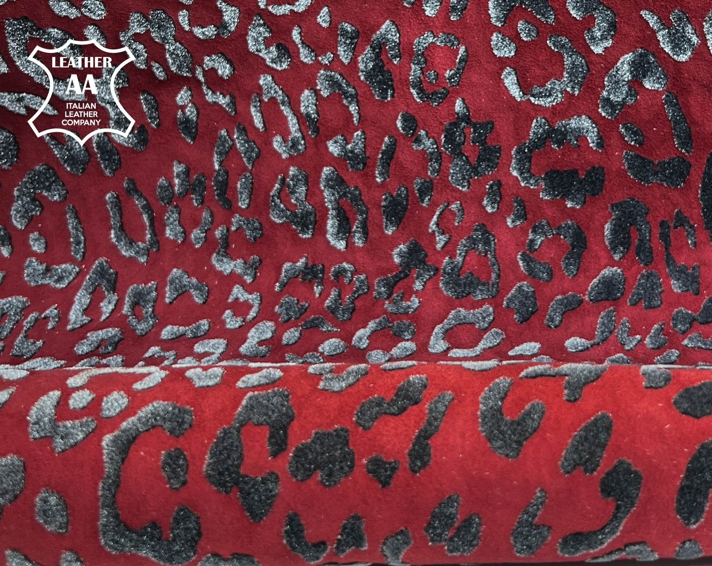 Red Black Lambskin Suede With Leopard Print 0.8-1.2mm/2-3oz