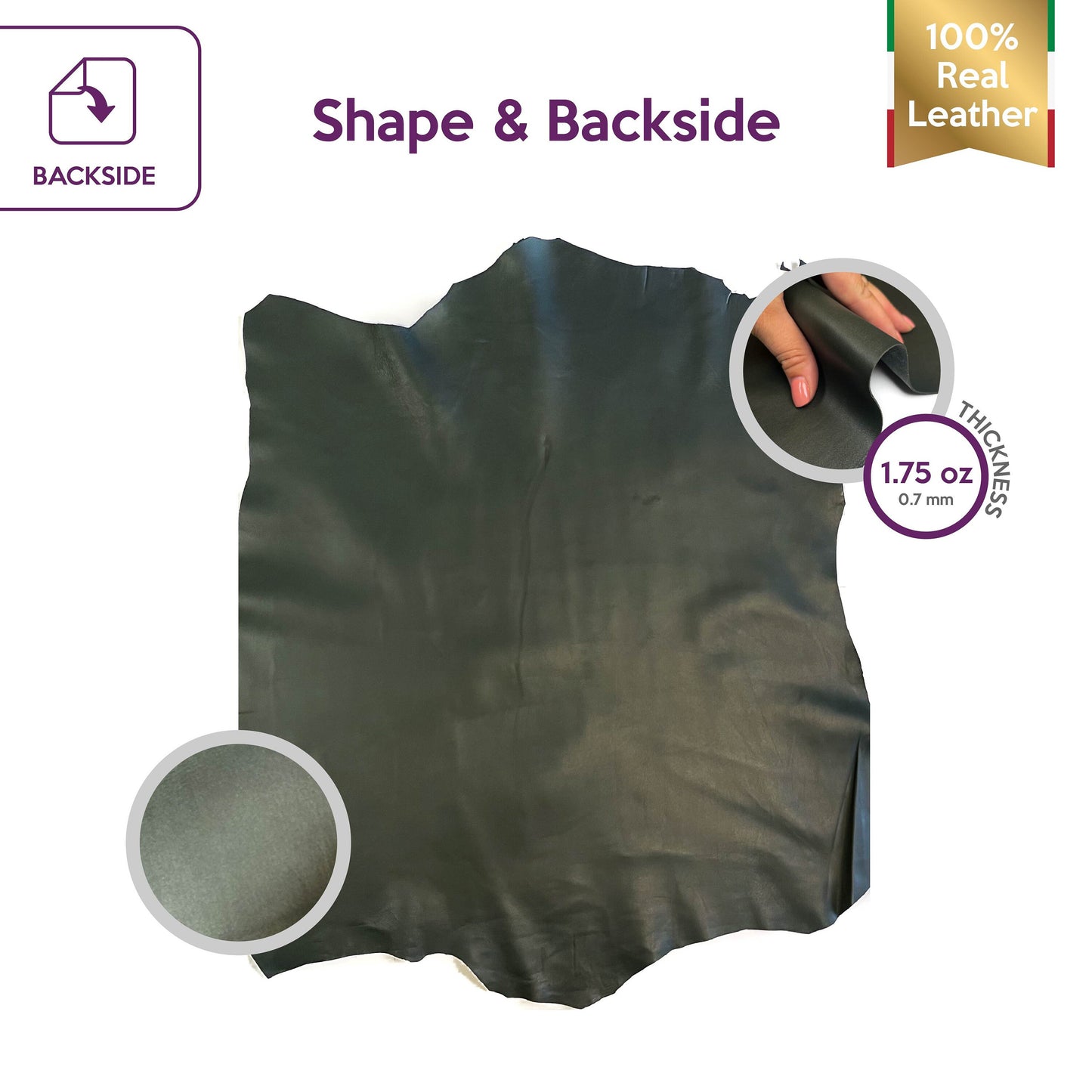 Dark Green Lambskin Hides 0.7mm/1.75oz / PINE GROVE 237