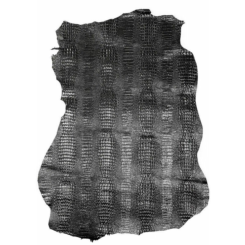 Black Crocodile Print Lambskin 0.8mm/2oz / GENUINE CROCODILE PRINT 1051