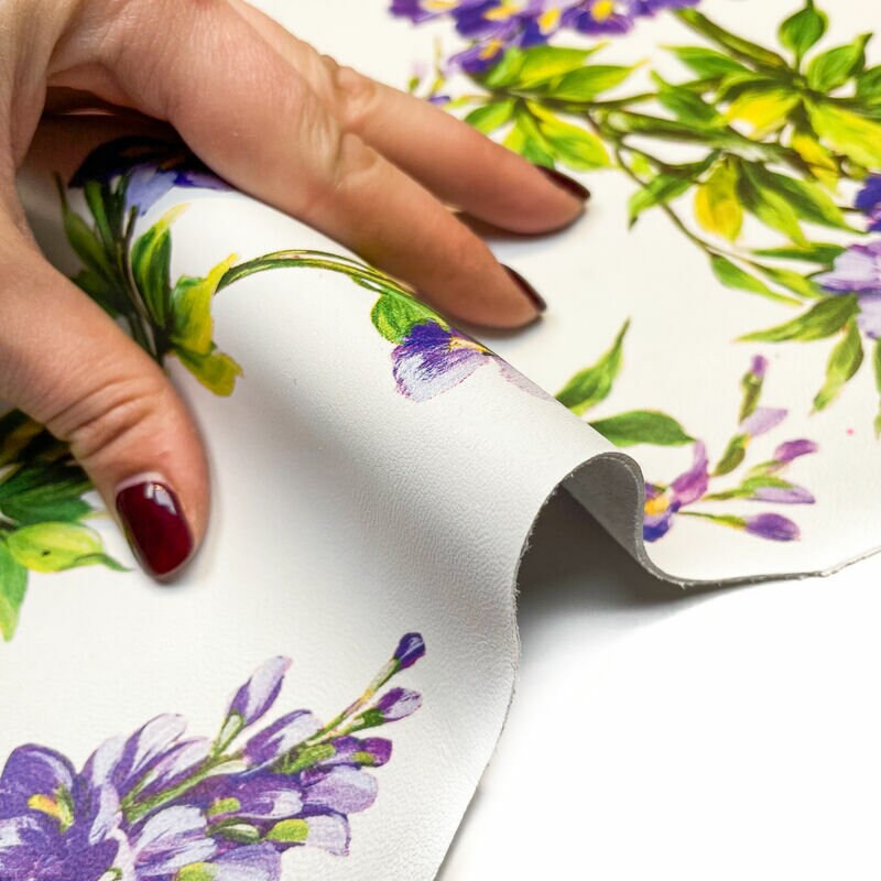 Purple Flower Lambskin With Print 1.1mm/2.75oz / VERY PERI FLOWERS 1320