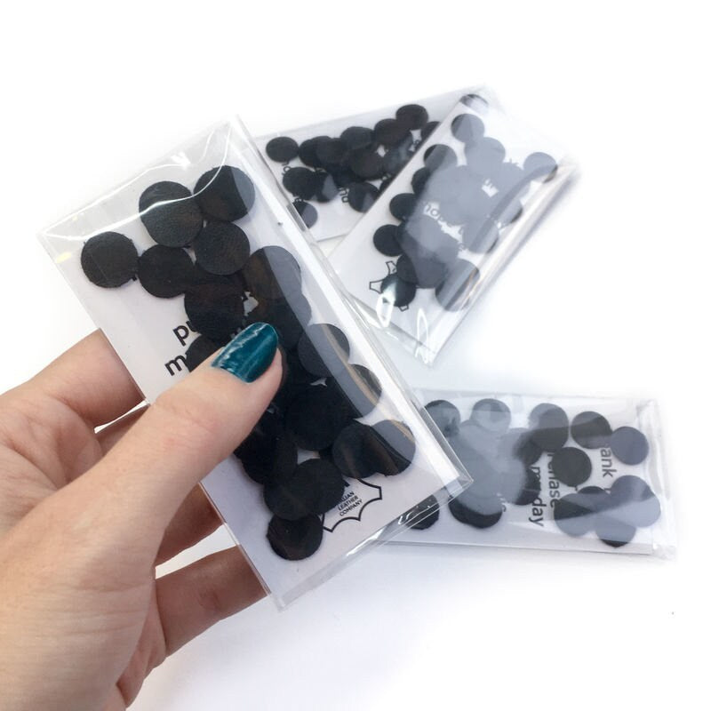 Black Genuine Lambskin Circles / 4 sizes / 30 Pcs Per Pack