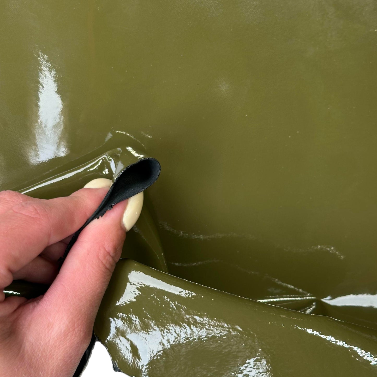 Shiny Green Patent Lambskin Leather 0.8mm//2oz Khaki Patent 1625