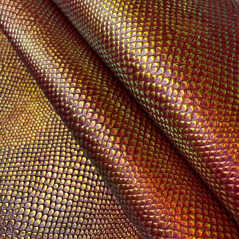 Metallic Red Lambskin With Lizard Print 1mm/2.5oz / RED LIZARD 1238