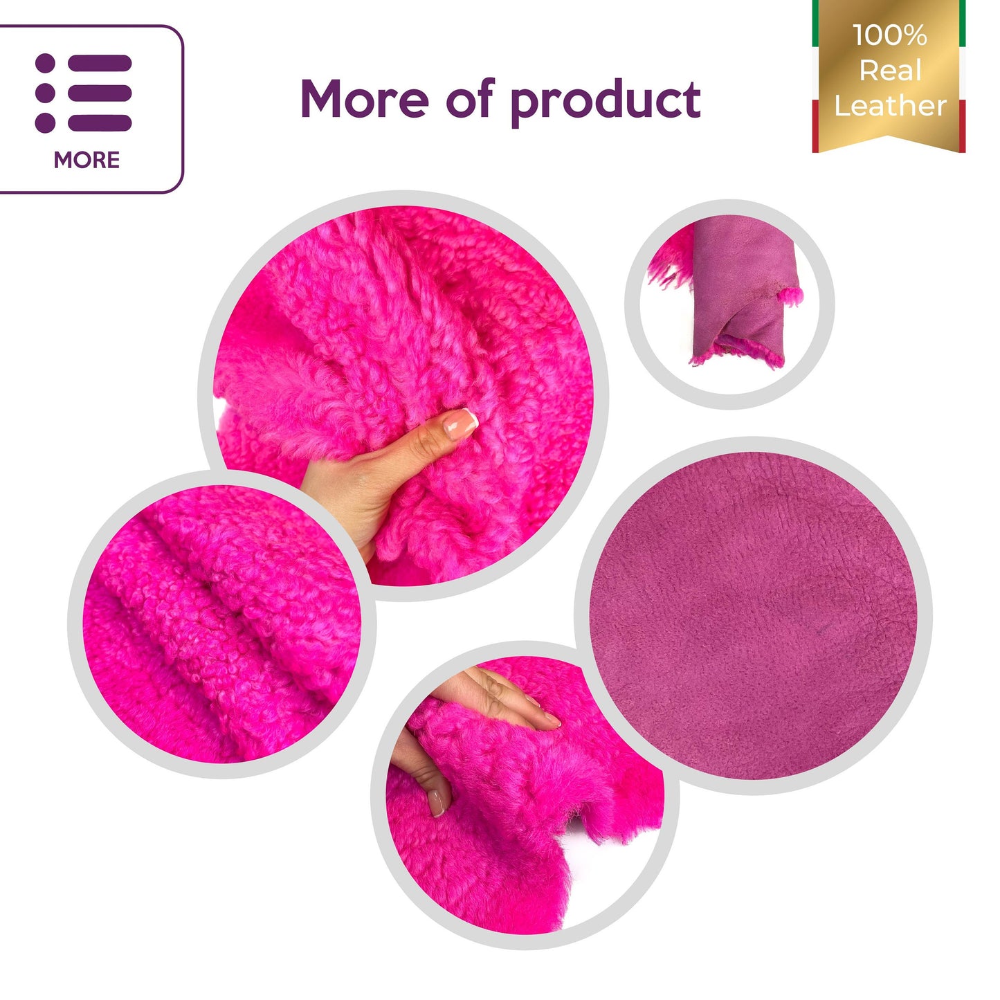 Neon Pink Lambskin Fur Hides 2mm/2oz / NEON SHEARLING 1407
