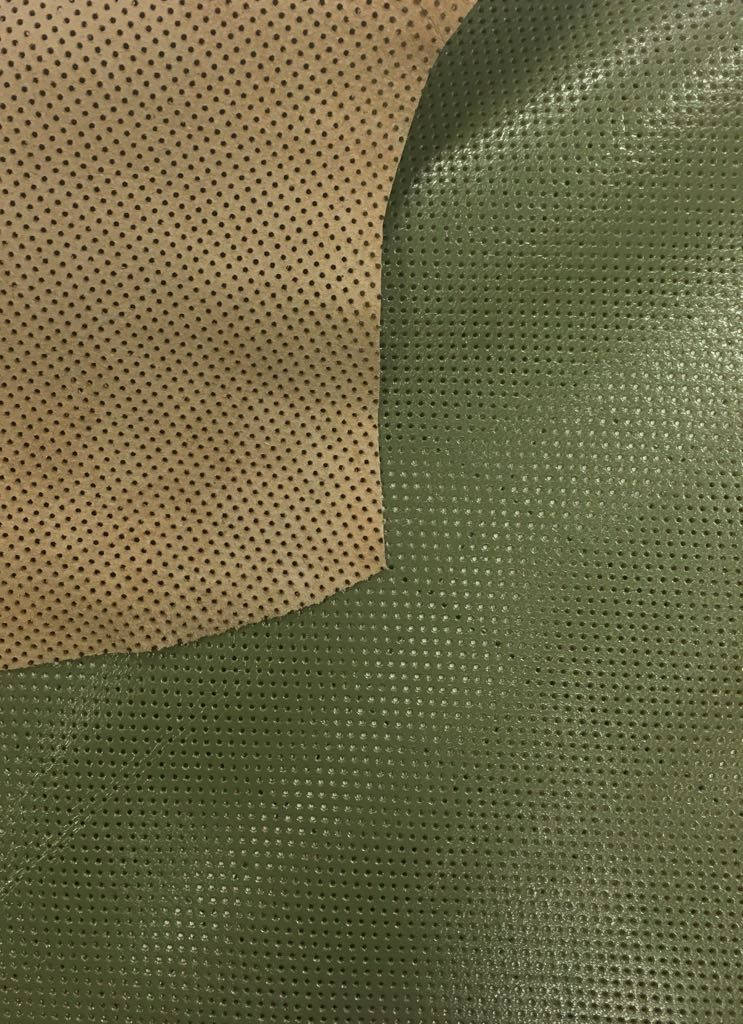 Khaki Green Perforated Print Lambskin 0.9mm/2.25oz / OLIVE GREEN 208