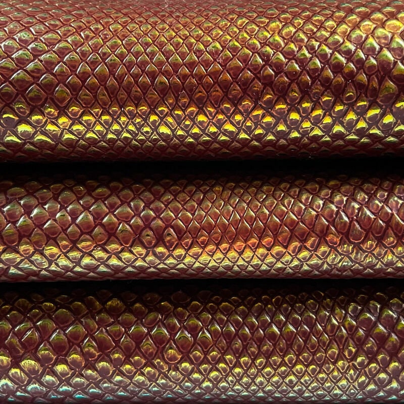 Metallic Red Lambskin With Lizard Print 1mm/2.5oz / RED LIZARD 1238