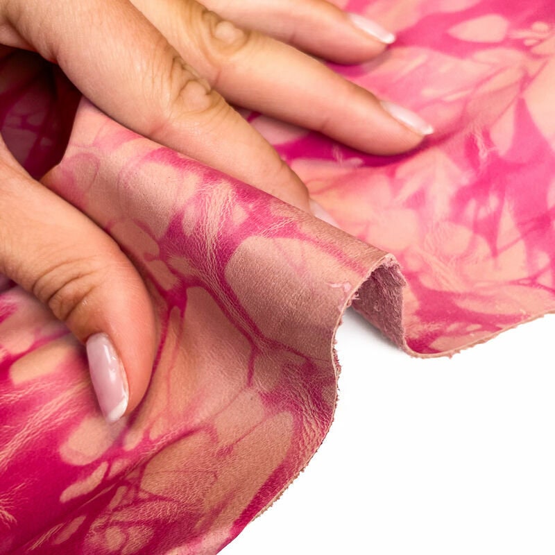 Pink Tie Dye Print Lambskin Leather 0.6mm/1.5oz / PINK TIE DYE 1388