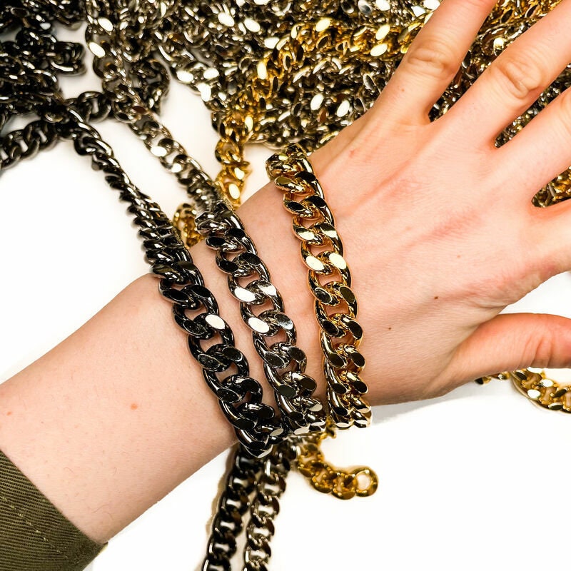 One Meter Classic Chain for Accessories / Bracelet, Necklace, Ring, Earrings / Gold, Gunmetal or Silver Color / Hardware 1.3cm / 1/2 inches