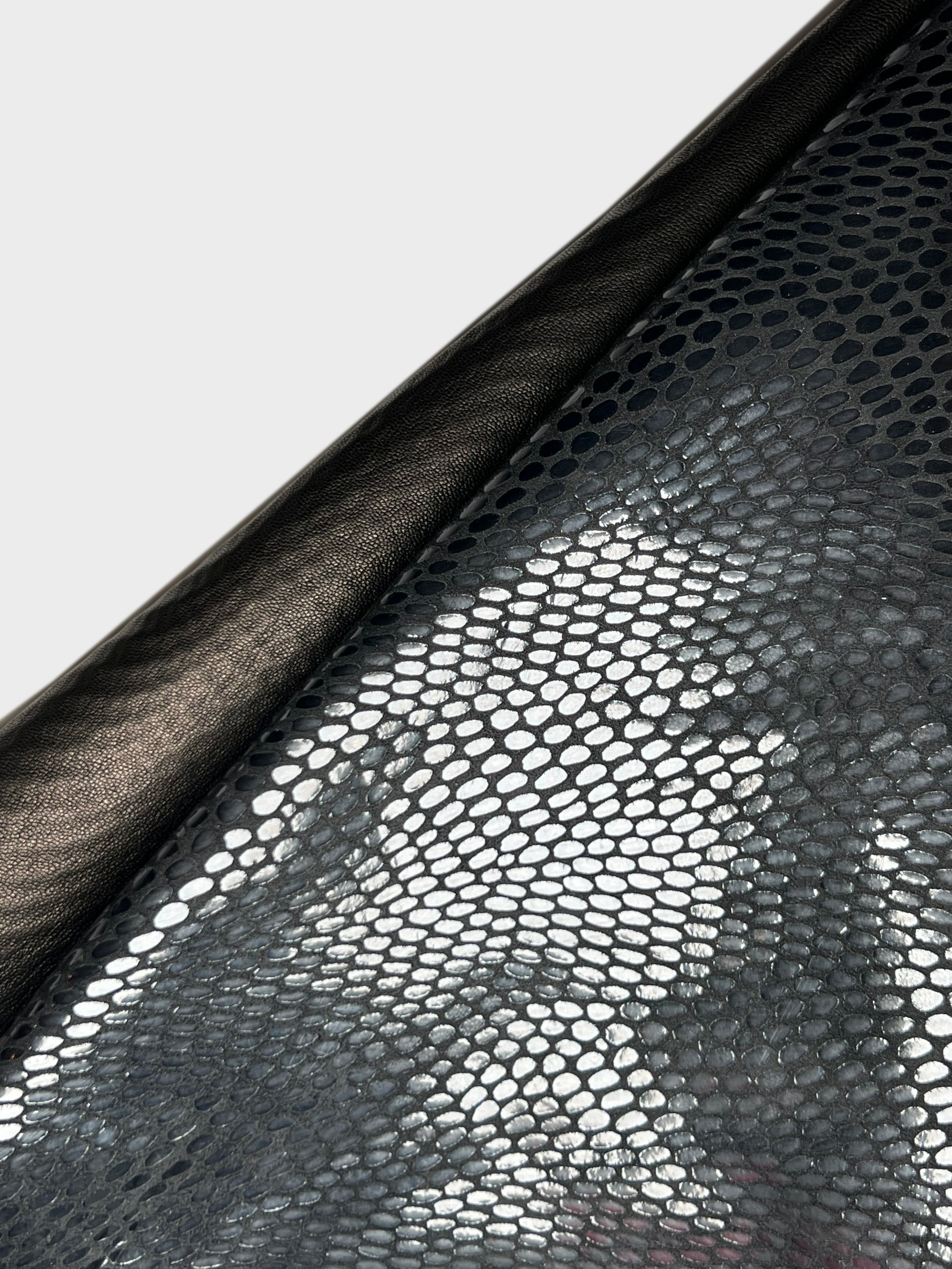Black Patent Like Snakeskin Print 1.3-1.4mm/3.25-3.5oz Black Snake Scale 1527