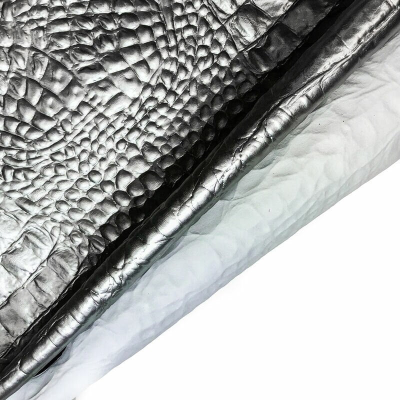 Metallic Matte Silver Crocodile Print Lambskin 0.7mm/1.75oz / MATTE SILVER CROCODILE 1046