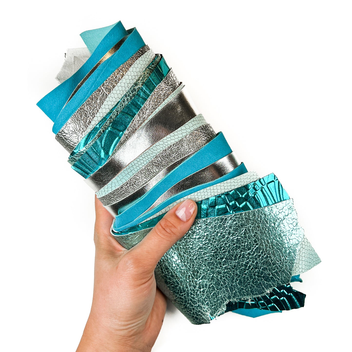 Metallic Scraps - Blue And Silver With Texture 0.7-1mm/1.75-2.5oz SILVER SEA